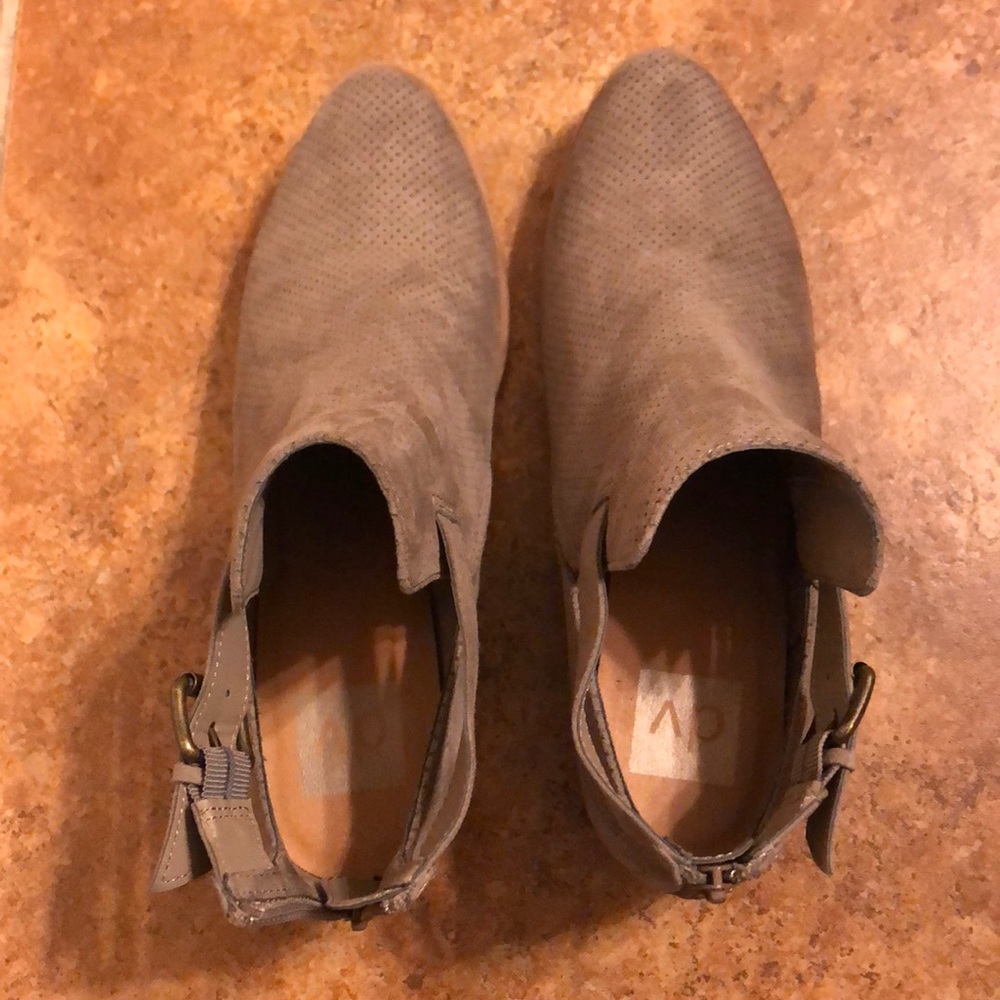 Taupe Block Heel Booties